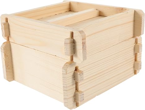 1Set Kitchen Wooden Square Steamer with Lid for Cooking Dim Sum Vegetables and Dhokla Natural Handmade Restaurant Food Steamer