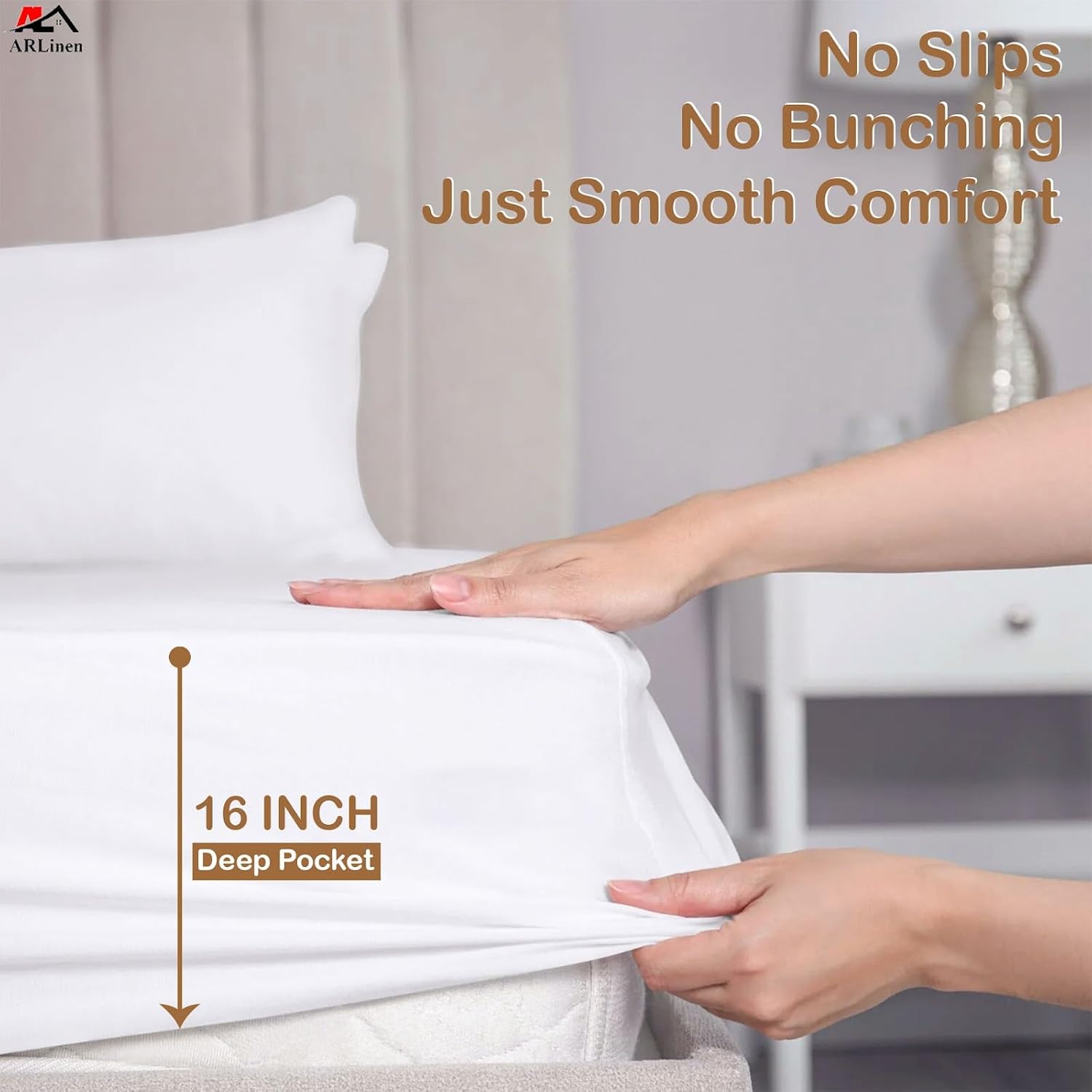 ARlinen Split California King Sheet Set - 7 Piece 100% Egyptian Cotton Sheets for Adjustable Beds, 16-Inch Deep Pockets, White Hotel Luxury Bed Sheets