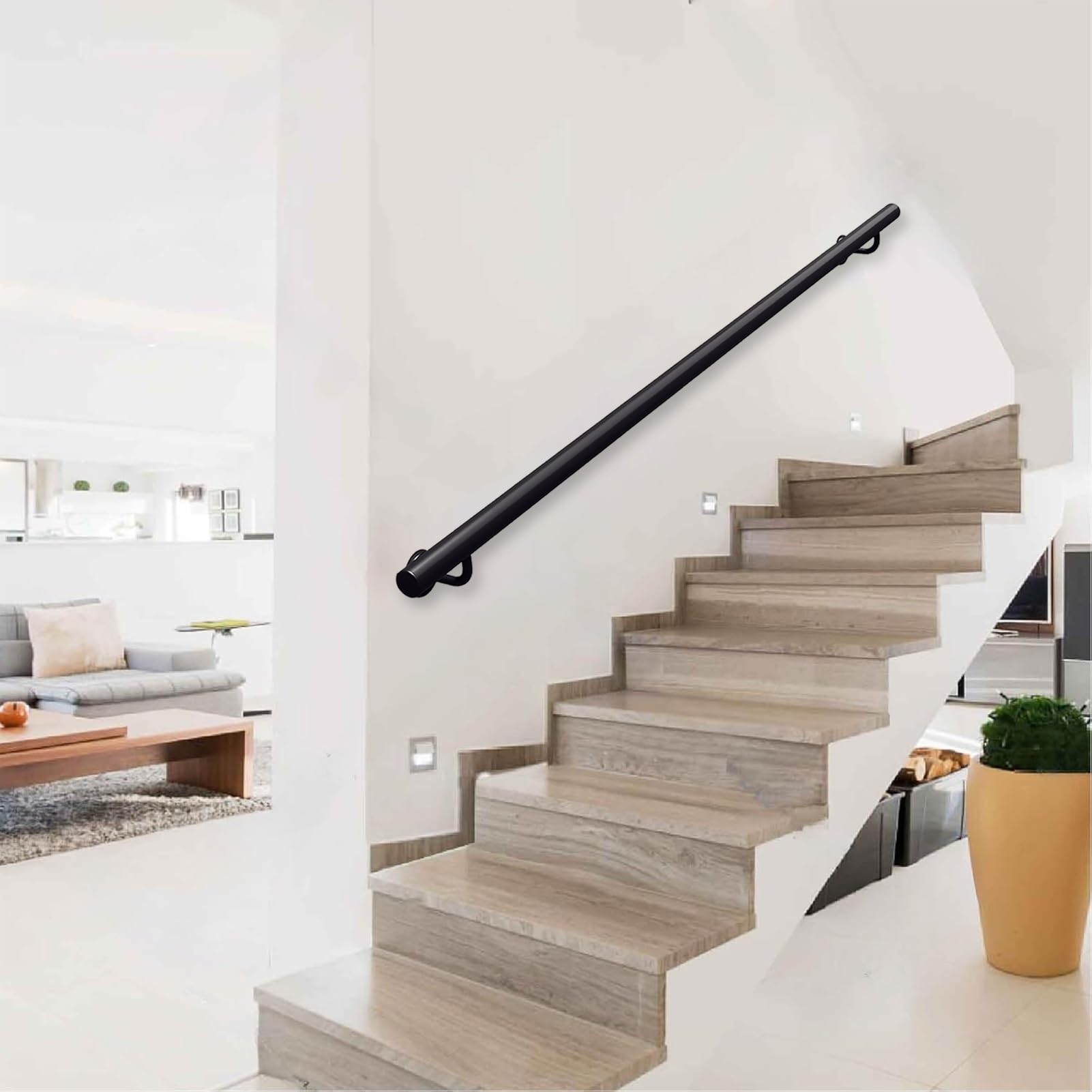 Rampe d'escalier en fer forgé de 330cm et barre d'appui de maison