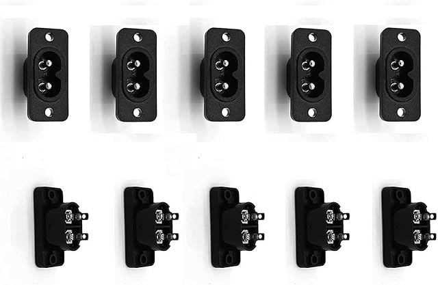 IEC320 C8/2 Pin Male Plug Inlet Power Socket Connector AC 250V/10A (10 Pcs)