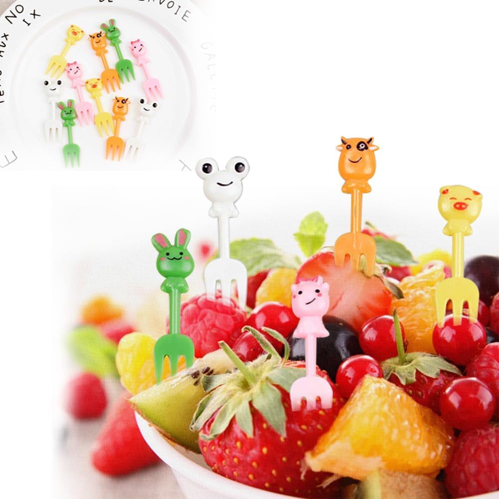 Lot De 12 Fourchettes à Fruits En Plastique Motif Girafe - Pour Enfants, Boîte Bento, Fêtes - Réutilisables Et Multicolores