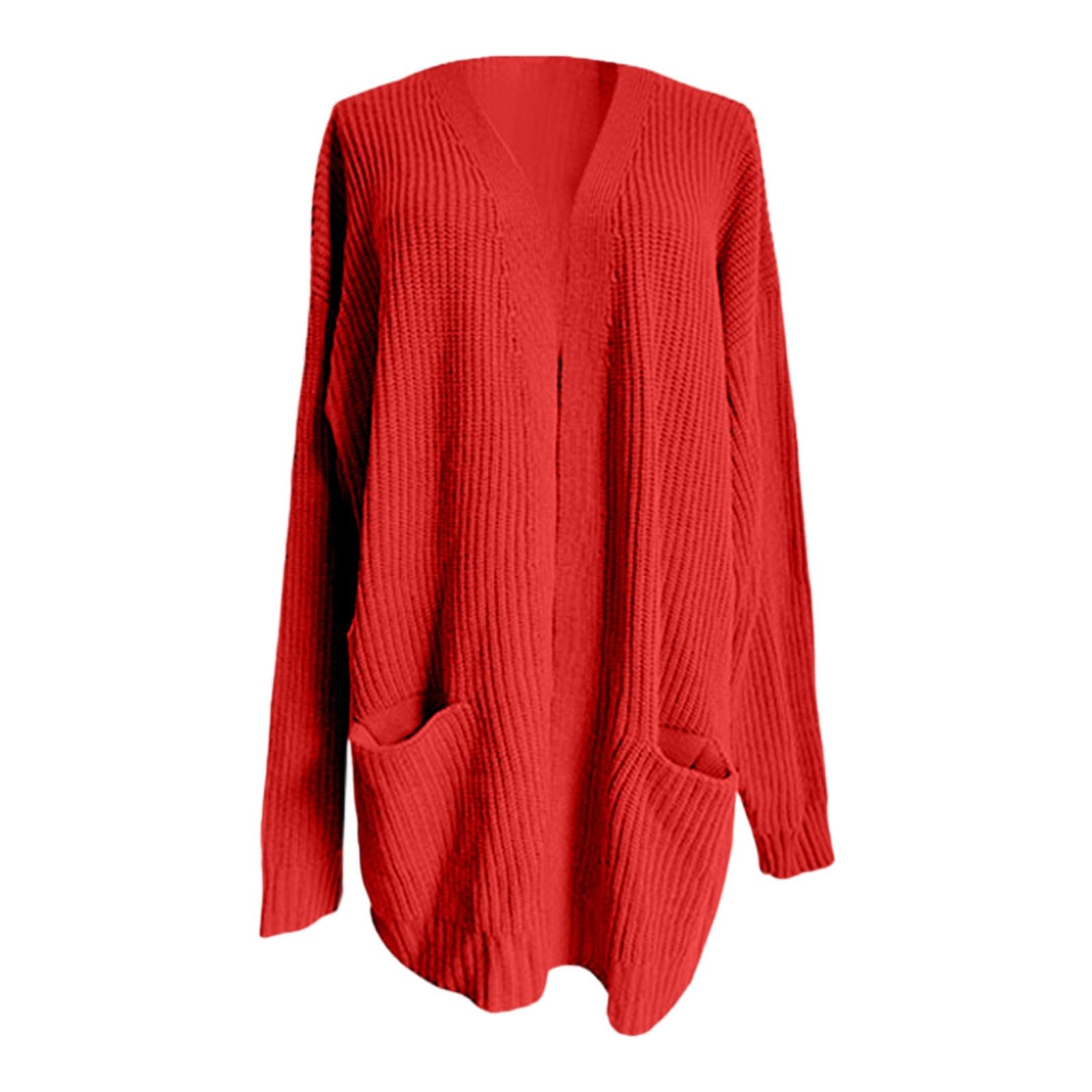 Generisch Damen Strickjacke Lang Langer locker Geschnittener Cardigan mit offener Vorderseite Taschen ideal für Winter. Weich bequem