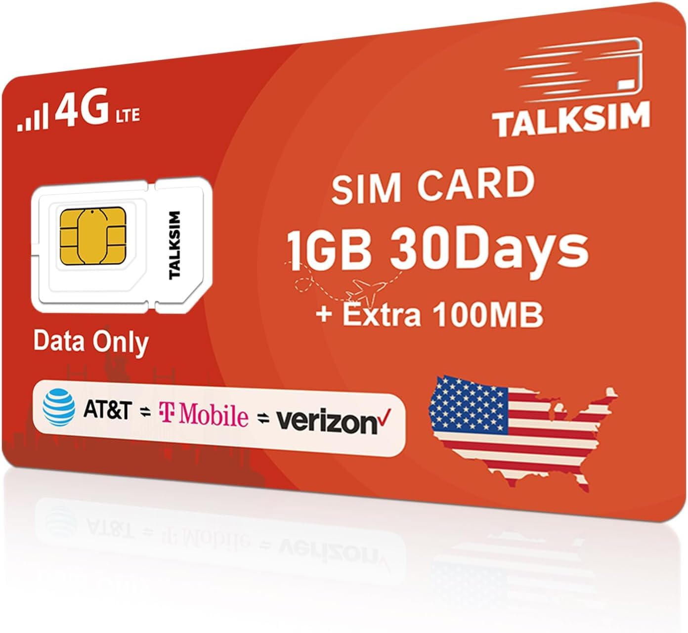 Data SIM Card 1.1GB 30Days Support Verizon, AT&T and T-Mobile, 4G LTE USA SIM Compatible with Unlocked Security Camera/GPS Tracker/Router/Mobile WiFi Hotspot/Tablet iot Devices
