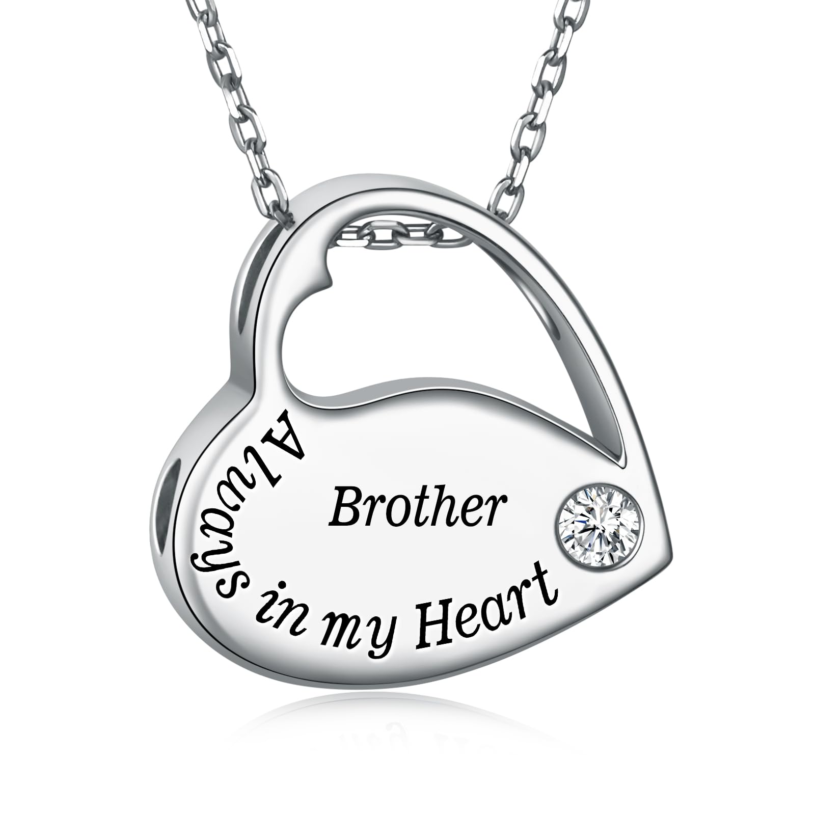 Collier urne frère en argent, surmonter le deuil avec ce cœur
