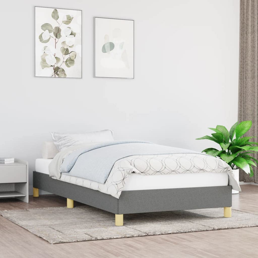 vidaXL Structure de lit simple en tissu tapissé pour chambre à coucher, meuble de maison, salle de repos en tissu gris foncé 80 x 200 cm