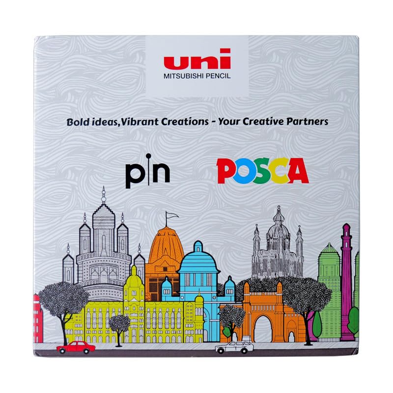 Image of POSCA & Pin Art Set | Combo Pack of PC-1MR, 5M Markers & PIN-200 Fineliners (Multicolor)