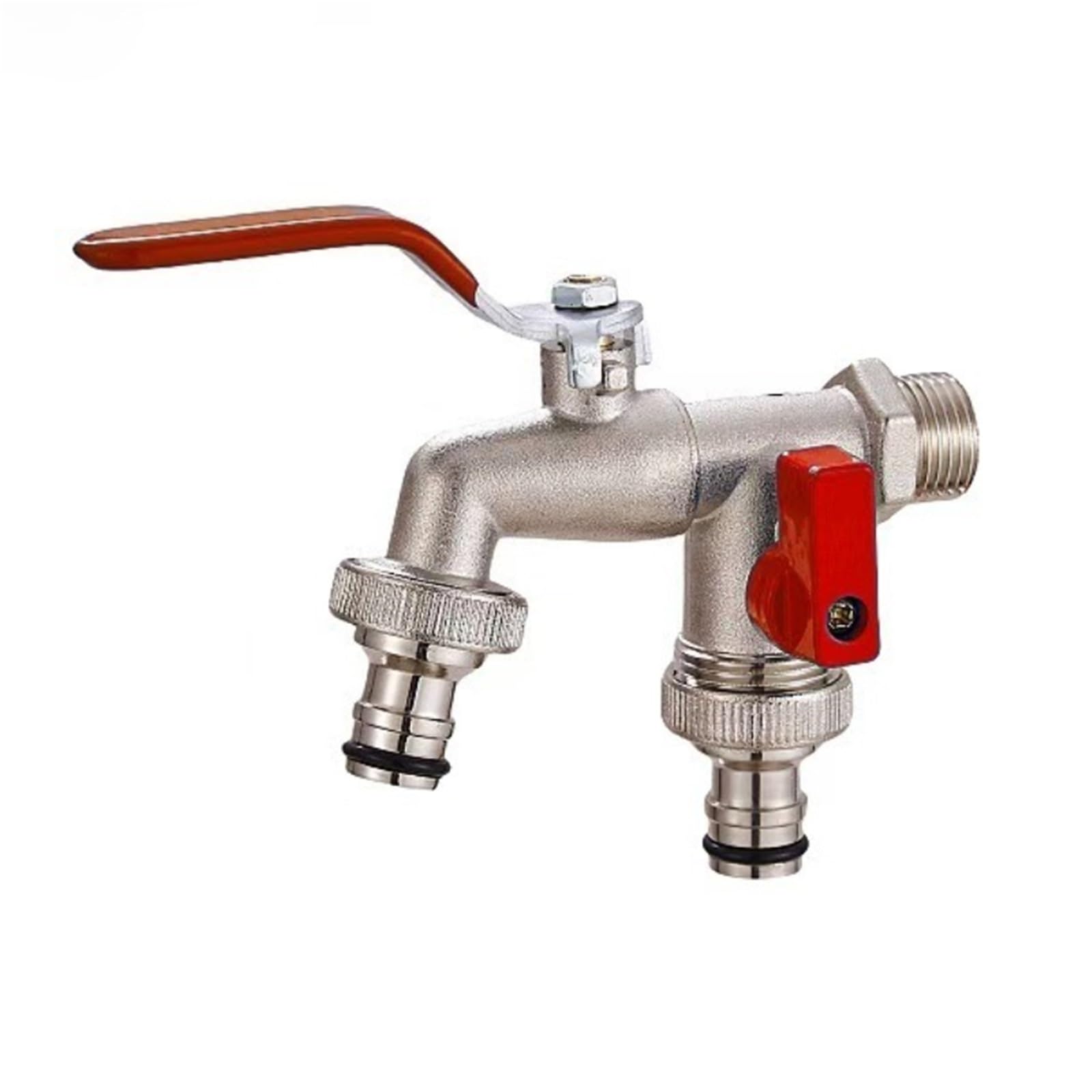 Aejhsin Color 01 Garden Faucet Garden Faucet Home Irrigation Zinc Alloy Bibcocks 1 Inlet 2 Outlet Bibcock With Dual Nipple And Balcony(Color 01)