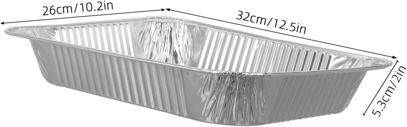 30 Pcs High-Temperature Aluminum Foil Pans 32x26x5.3cm Disposable Tinfoil Trays for Cooking Baking and Steaming Silver Heavy-Duty Kitchen Bakeware