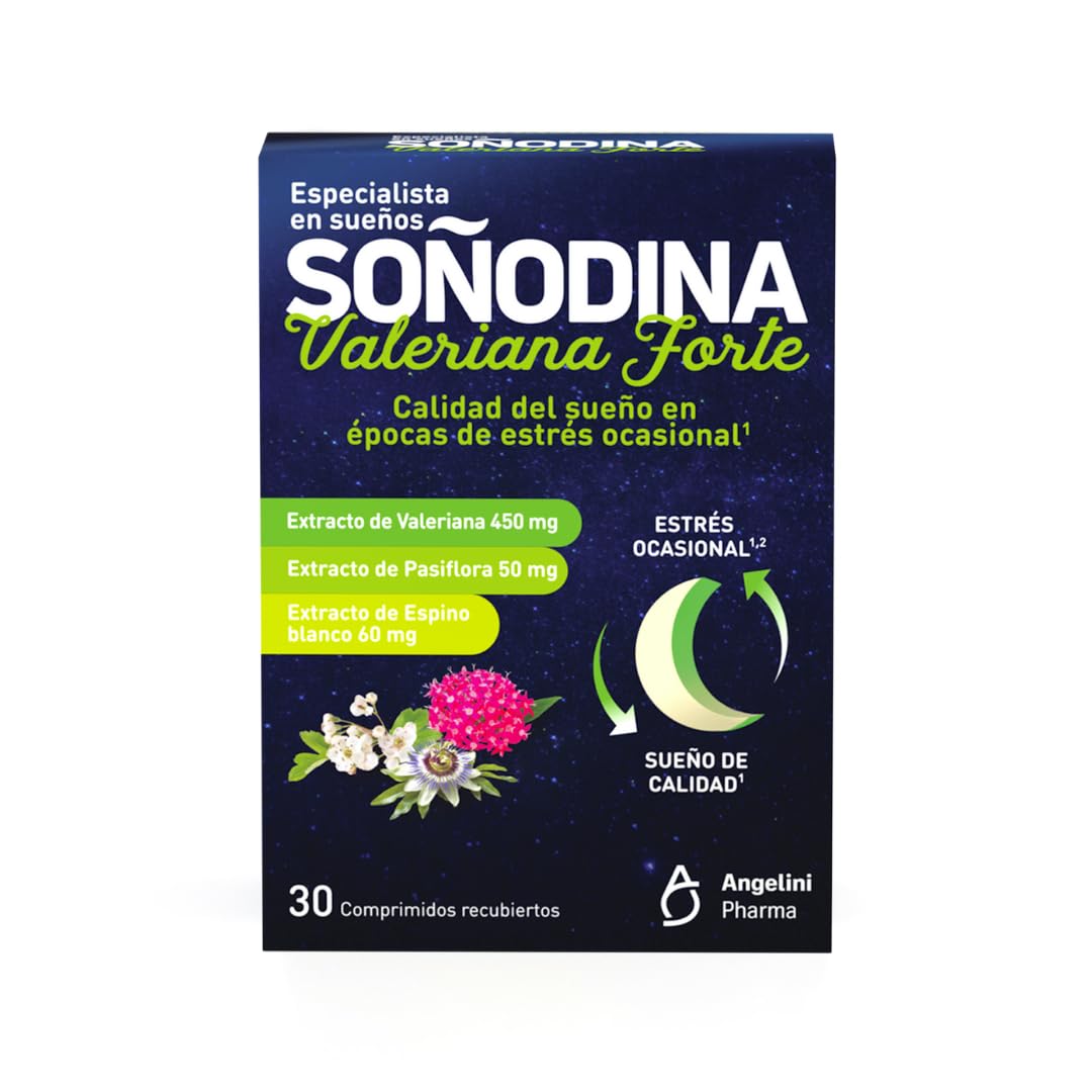 Soñodina Valeriana Forte 30 Comprimidos – Complemento alimenticio a base de ingredientes de origen natural como el extracto de valeriana – Facilita el inicio del sueño en épocas de estrés ocasional