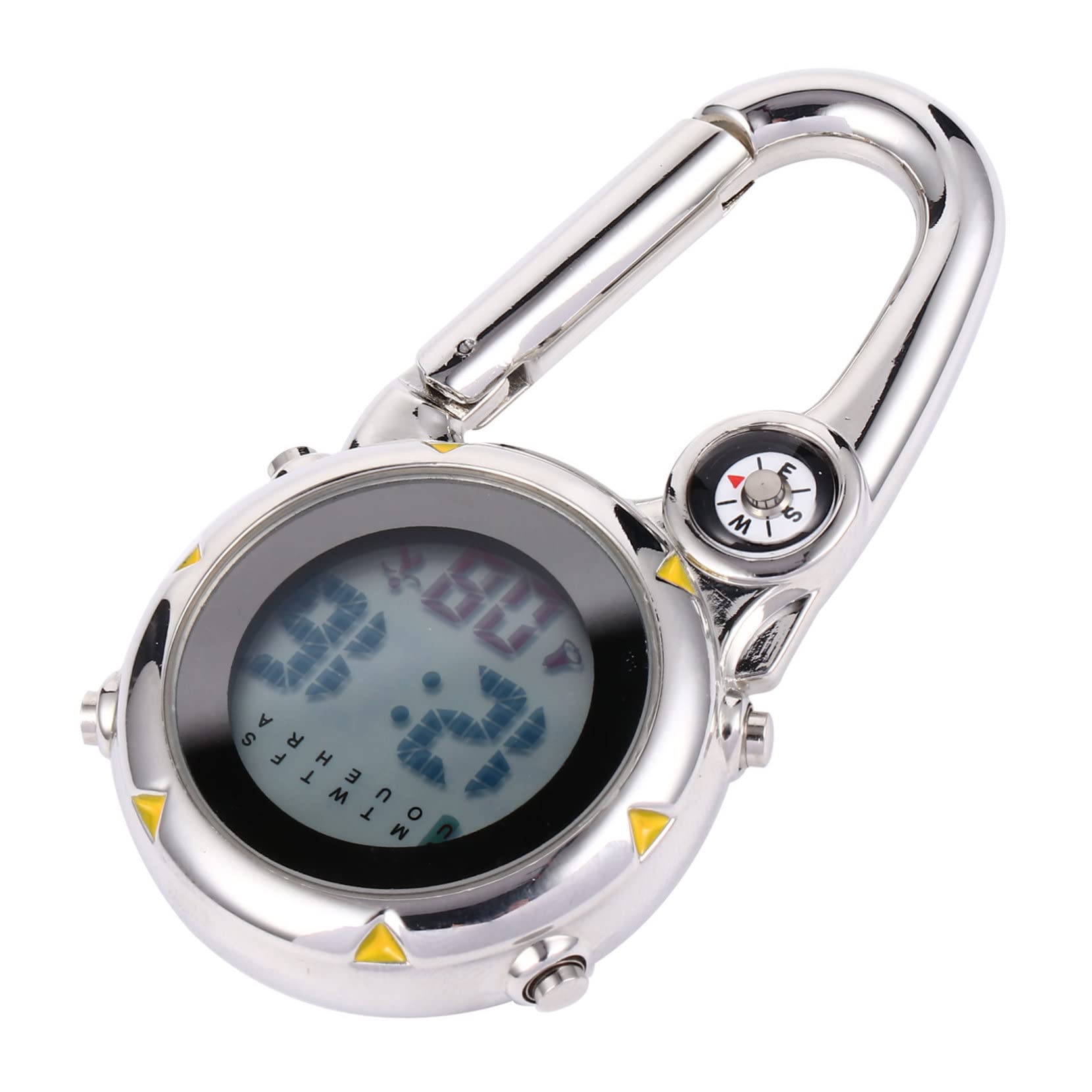 HEMOTON Bergsteiger Hakenhangtisch Karabiner Uhr Clip zur Kompassuhr Clip ansehen Taschenuhr-Anhänger hängende Uhr Kletteruhr Bandmaterial: Edelstahl Yellow