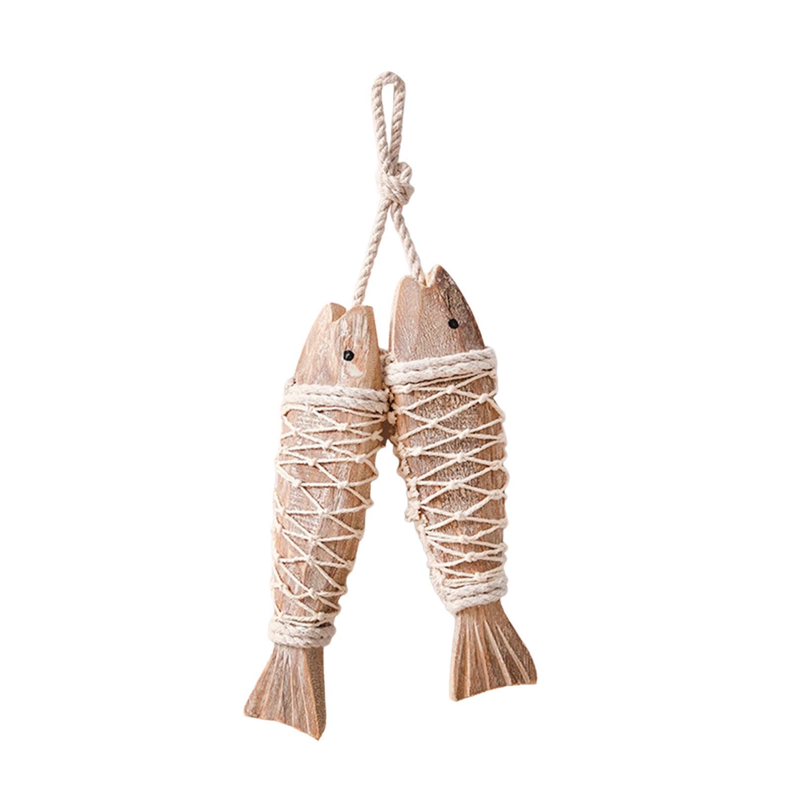 Fashion My Day Wood Fish Sculpture Supplies Nautical Wooden Fish Farmhouse Bathroom Outdoor 19.5x4.5cm-image-17