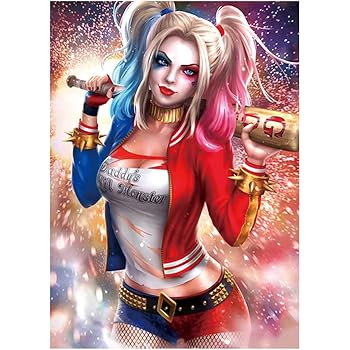 Broderie De Diamant Plein Carre Peinture De Diamant Ronde Harley Quinn Suicide Squad Diamant Mosaique Point De Croix 30x40cm Amazon Fr Cuisine Maison