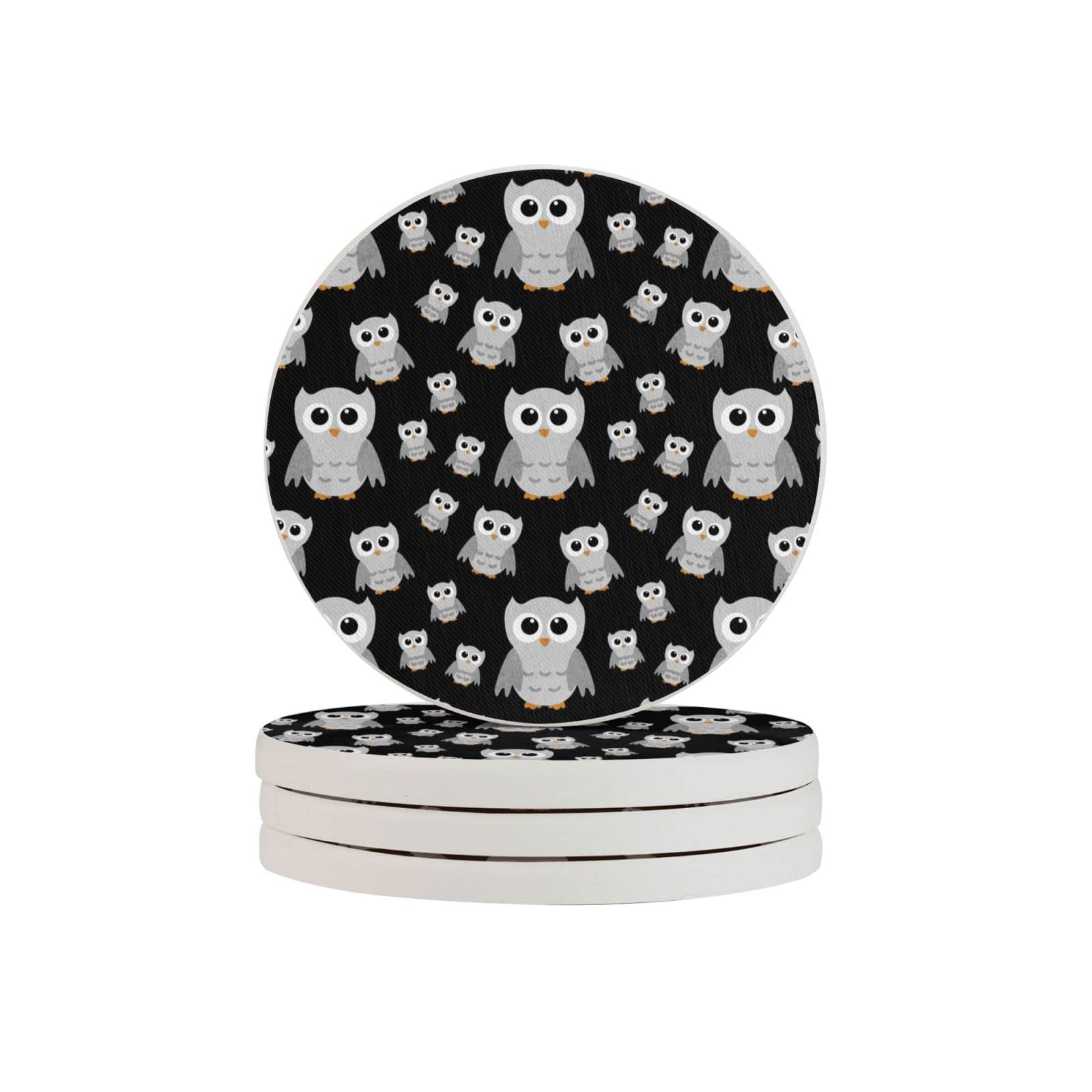 Cute Owl Two Pieces Drink Coaster for Tabletop Protection Place Mats for Home Decor