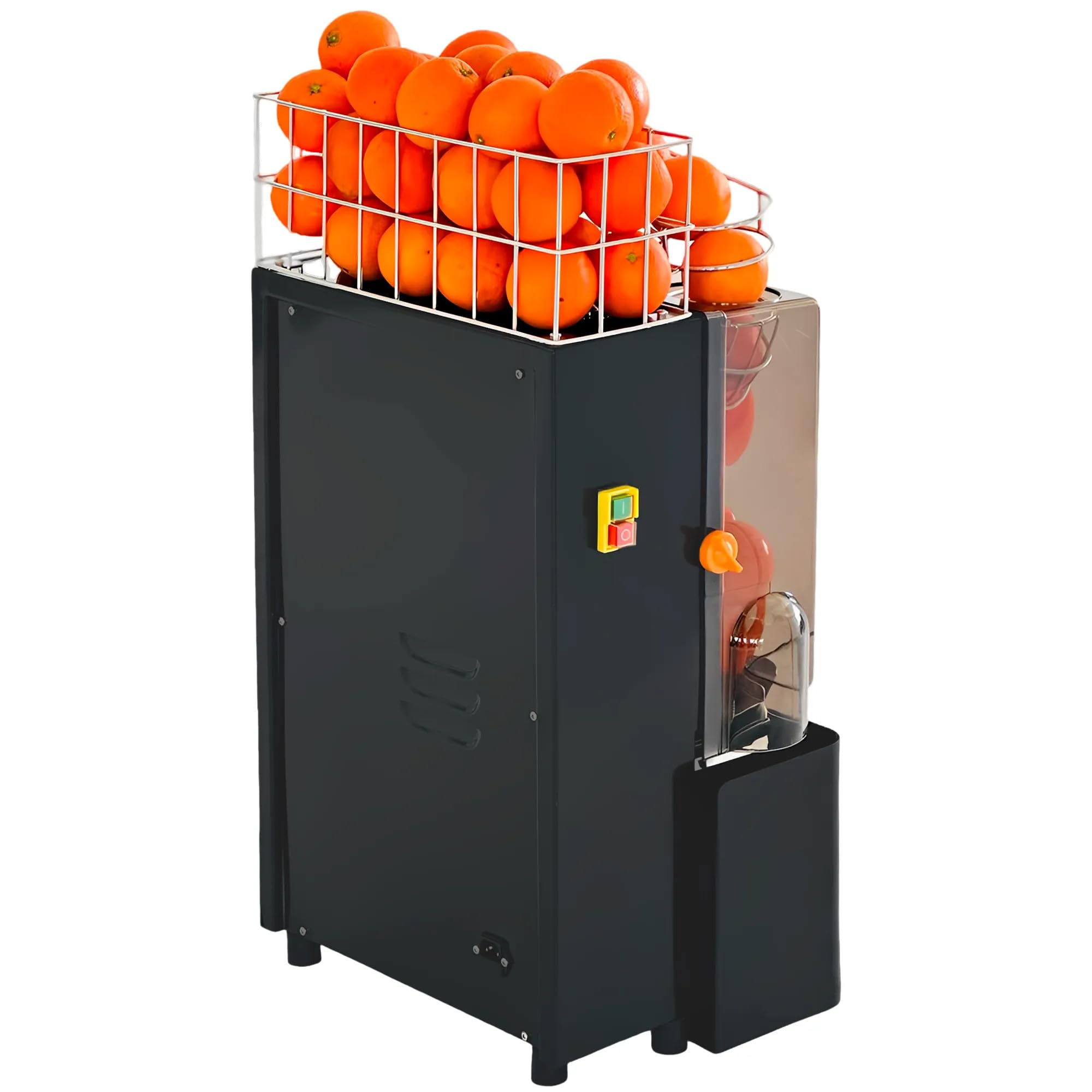 Exprimidor de naranjas automático industrial WORLDMAI para hostelería. Exprimidora profesional de zumos cítricos para bar, cafetería y supermercado.