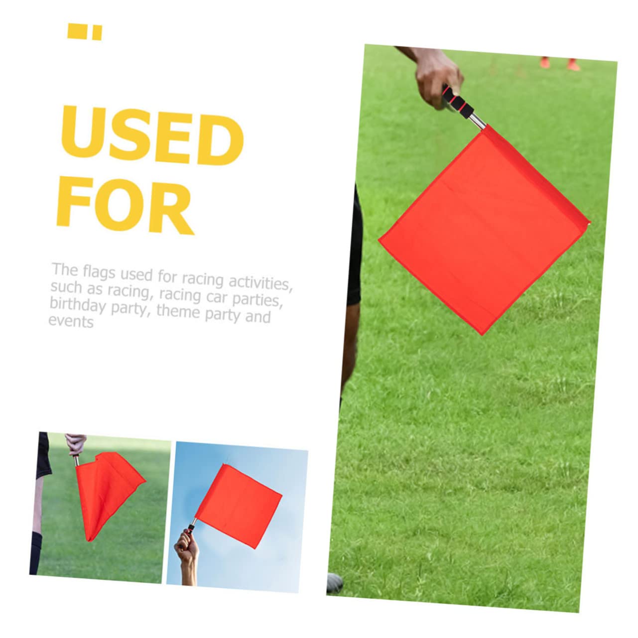 Happyyami 4 Stück Schiedsrichter Fahnen Schiedsrichter Linesman Hand Flagge rote und grüne Sportflaggen Pole Training Zubehör FüR FußBall Volleyball Und Leichtathletik Wettkampf