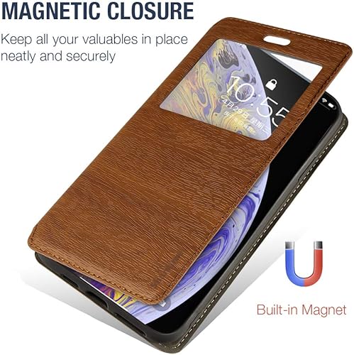 Miniatura 3 de Oppo Realme 7, funda de piel de grano de madera con tarjetero y ventana, tapa magnética para Oppo Realme 7