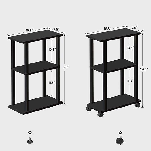 Miniatura 66 de TUTOTAK Mesa auxiliar pequeña y estrecha con estación de carga, juego de 2, mesa auxiliar delgada para espacios pequeños, mesita de noche delgada