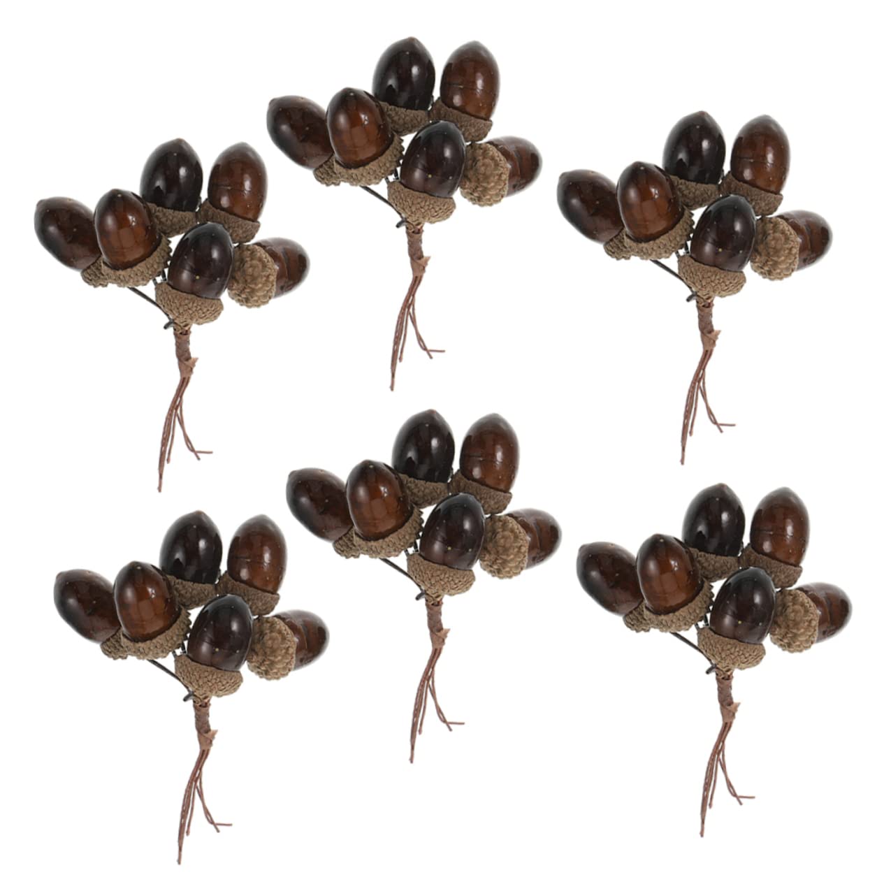 ibasenice6pcs Artificial Pine Nuts Easter Acorn Ornaments Christmas Acorn Picks Artificial Pine Branches Acorns for Decorations Easter Vase Fillers Faux Acorn Stems Plastic Songhua Berry