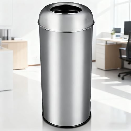 Miniatura 10 de PeakPursuit Basurero de 17 galones / 65 L, basurero redondo de acero inoxidable, a prueba de huellas dactilares, cubo de basura redondo de grado