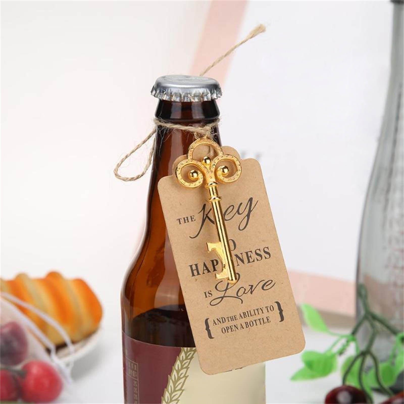 Vesici 50-teiliges Hochzeitsgeschenk-Set – Flaschenöffner-Schlüsselanhänger Mit Dankeskarten In Gold & Grün