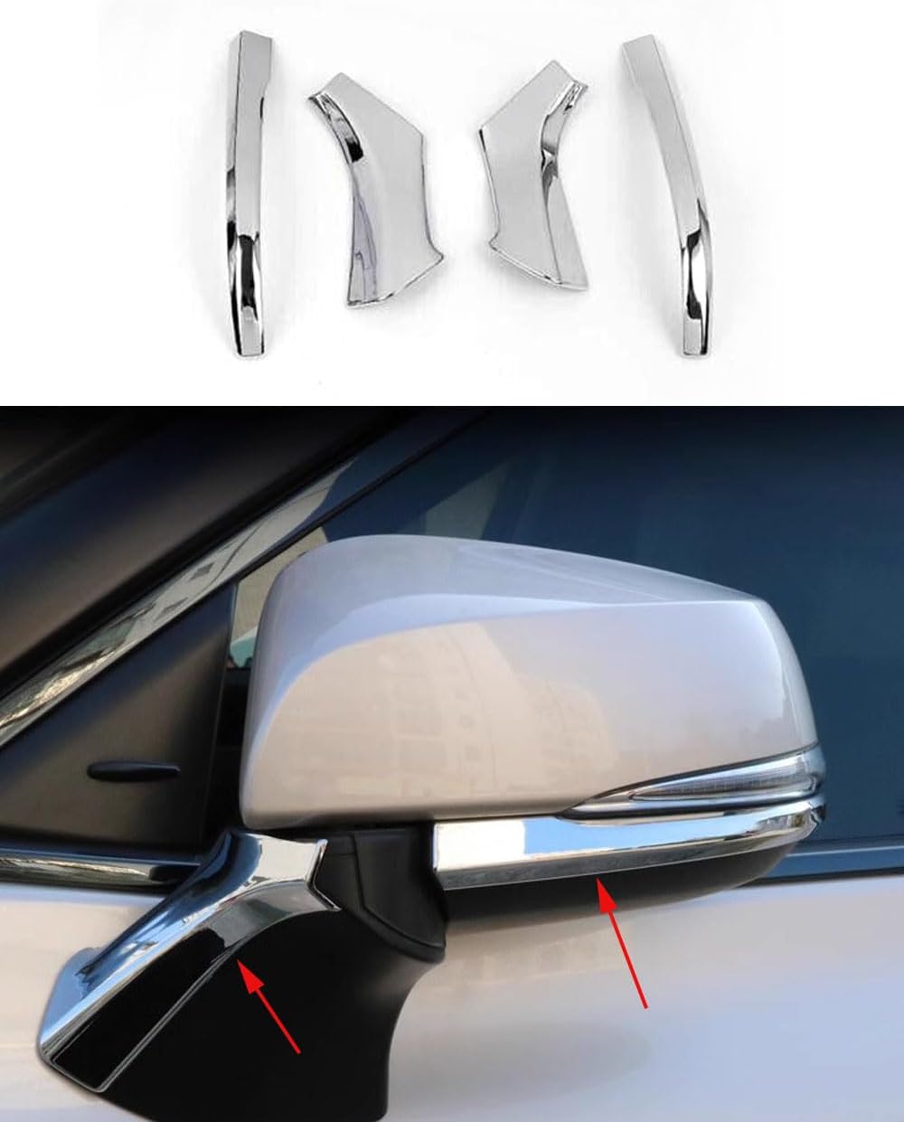 Car Accessories Fit for Toyota Highlander 2020-2026 ABS Rear View Mirror Side Molding Cover Trims 4PCS （Chrome Silver）