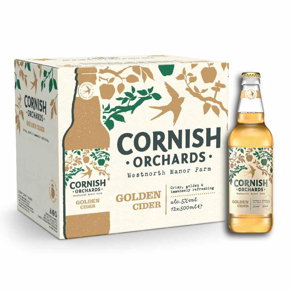 Gold Cider - Fruity Apple Taste | Lightly Sparkling | Fresh Pressed Apples | Hand Blended | Traditional Craft Cider | Natural Ingredients - 5.0% ABV - 12 x 500 ml Bottles