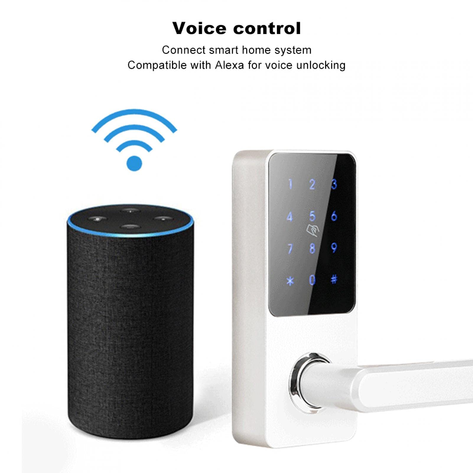 Sonew Smart Türschloss, Intelligentes Elektronisches Türschloss mit Passwort, Bluetooth App Fernbedienung Karte Smart Türschloss für