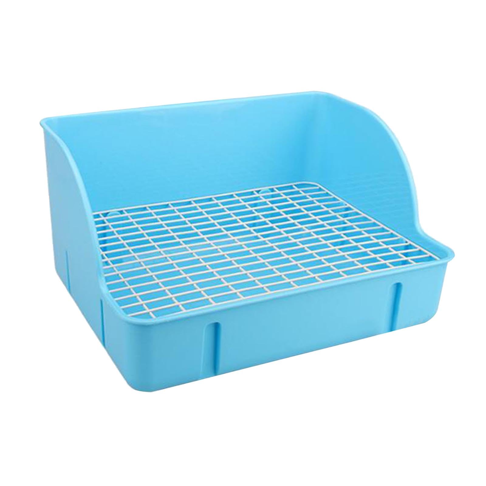 Kaninchen Toilettenschale Ecktoilette Aus PP mit Gittereinsatz Abnehmbar Auslaufsicher Leicht Sauber zu Halten für Kleintiere Und Heimgebrauch, Blau