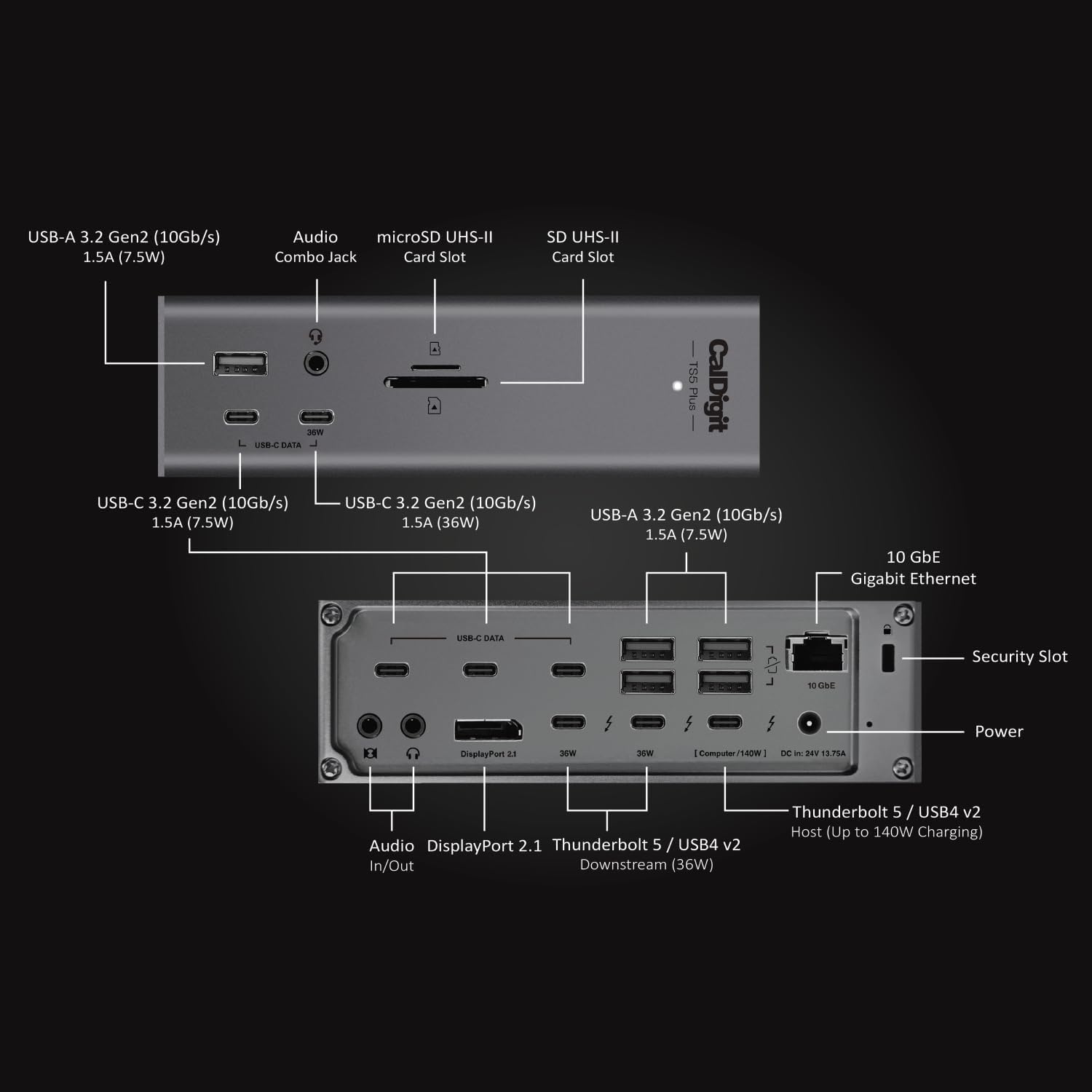 TS5 Plus+ - Thunderbolt - Station 5 Plus with 1m - Thunderbolt 5 Cable