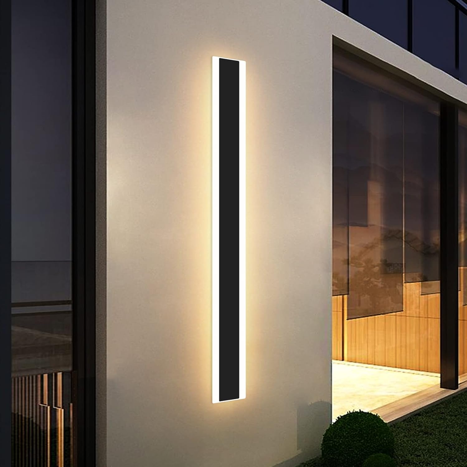 39inch Outdoor Wall Lights, Modern Outdoor Lights for House, 3000K Warm White, IP65 Waterproof, Black Linear Wall Lights Fixture, Porch Light Wall Mounted Led Lighting for Patio, Shop, Garage 39inch Warm White Light