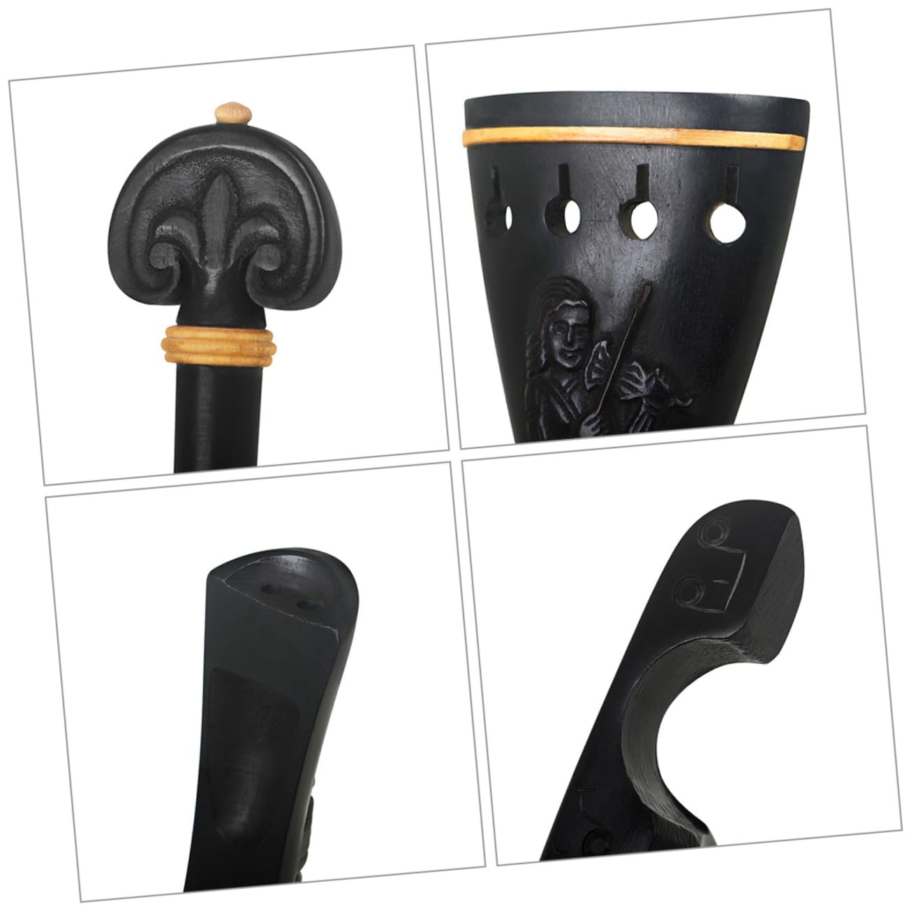 Ensemble de Violon 1 Set Cordier Noir en Bois pour 4/4-3/4