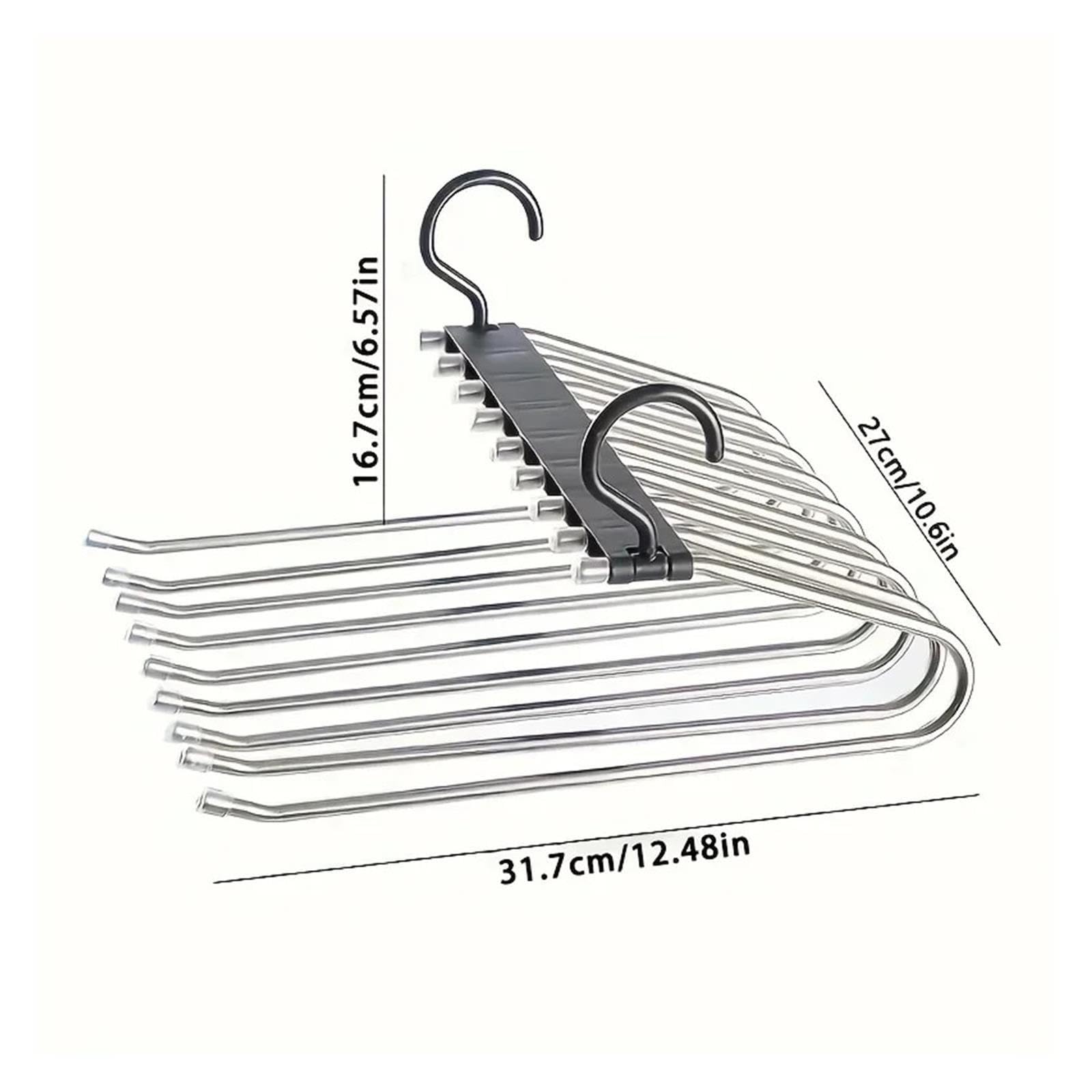 9-stufiger, Rutschfester Hosenbügel aus Edelstahl, platzsparend, mehrlagig, for die Organisation von Jeans, Leggings, Röcken im Schrank(White)