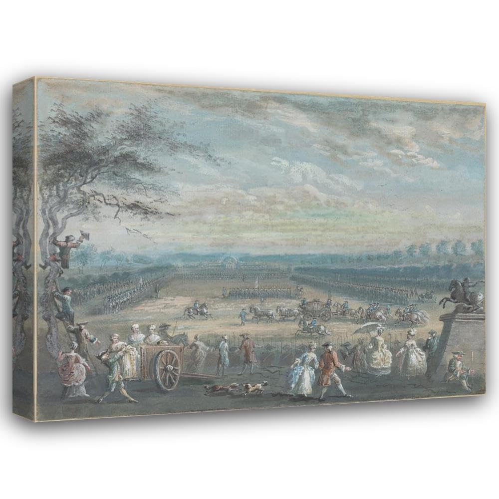 Jean-Baptiste Le Paon 47x36 Huge Gallery Wrapped Canvas Museum Art Print Titled: A Review on the Champs De Mars (Possibly 1773)