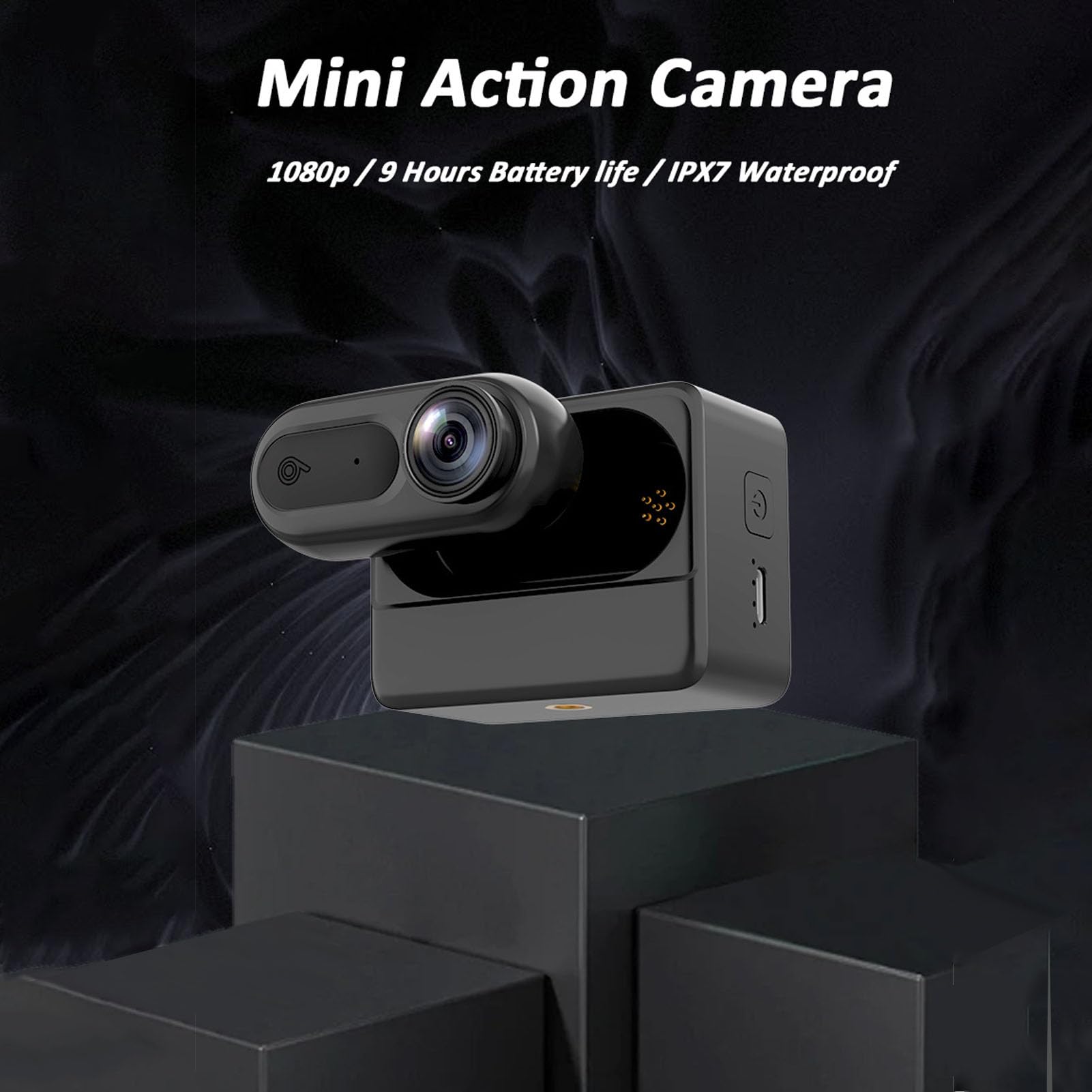 Mini Body Camera, 1080p HD Sports Recorder Wodoodporny Aparat do Noszenia z 64 GB Magazynu 2500 MAh Obudowa ładowania i Wi -Fi do Sportu na Zewnątrz Radowanie Podwodne Nagranie
