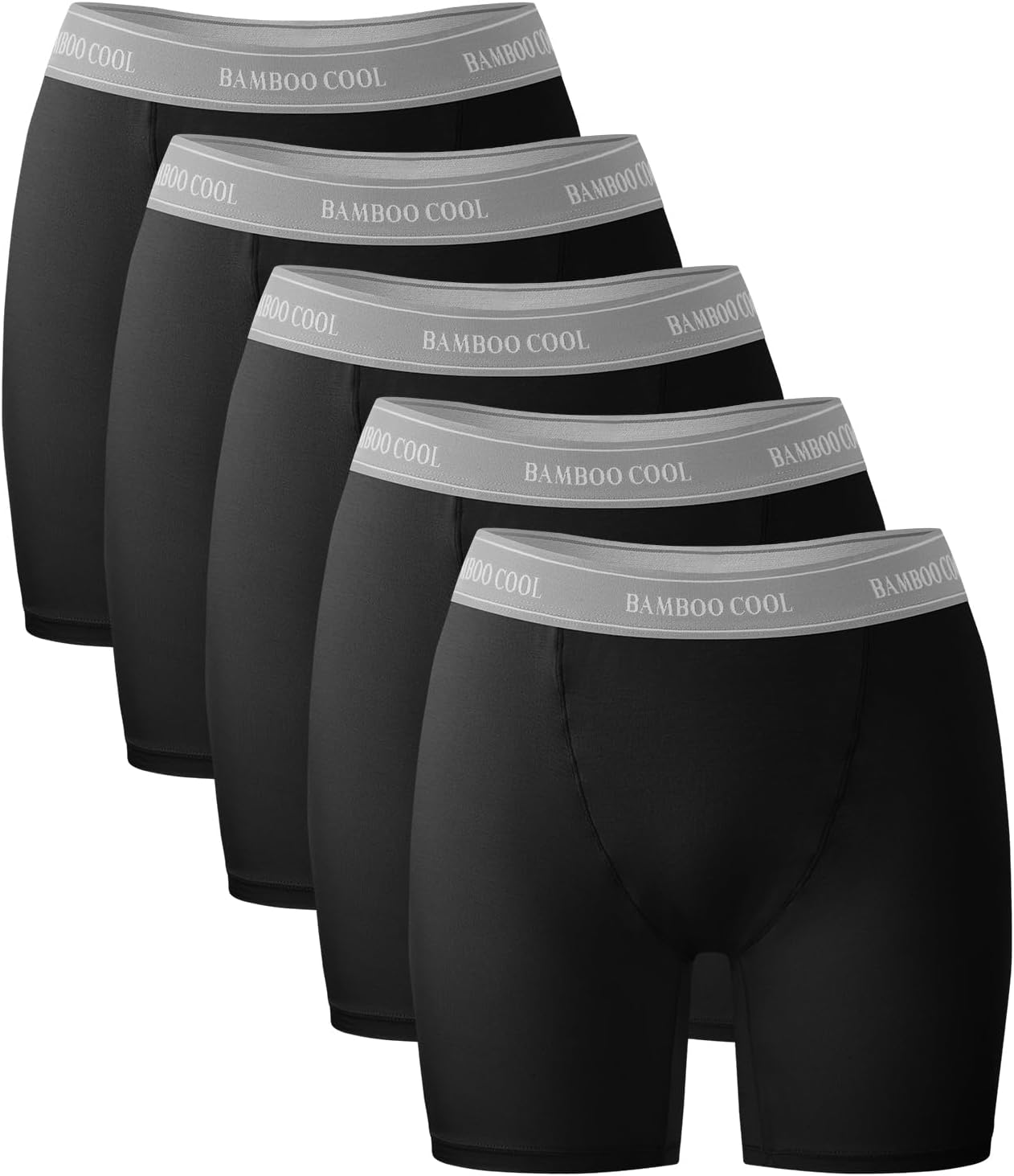 BAMBOO COOL Womens Boxer Briefs Boy Shorts Underwear Soft Stretch Panties for Women, 5-Pack Medium Black G-(5-pack)