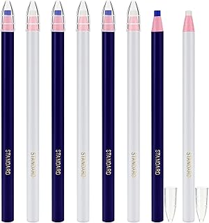 8-Pack Washable Fabric Tailor Marking Pencils (White & Blue) for Precision Quilting