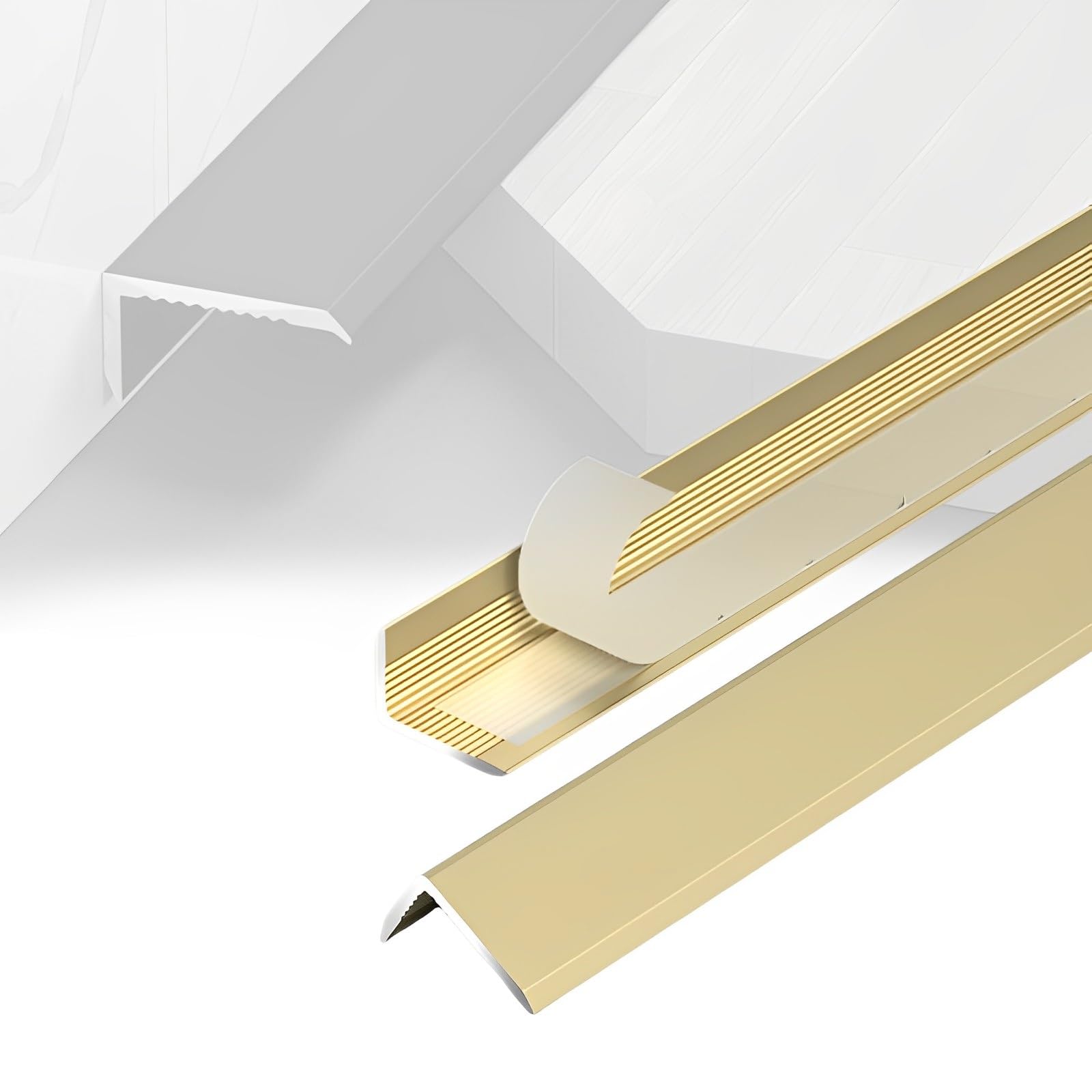 Carpet Self Adhesive Edging Trim Strip, Floor Transition Strip, Aluminum Wall Corner Protector, Metal Threshold Strip(Gold,90 cm*2.2cm)