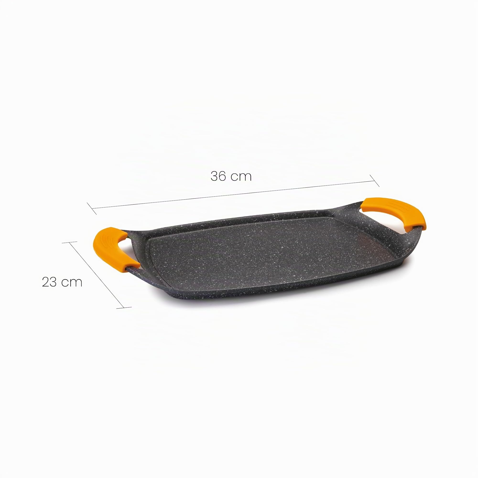 IBILI - Plancha en pierre basique, 36 x 23 cm, Fonte d’aluminium, Antiadhésif style pierre, Compatible avec l’induction
