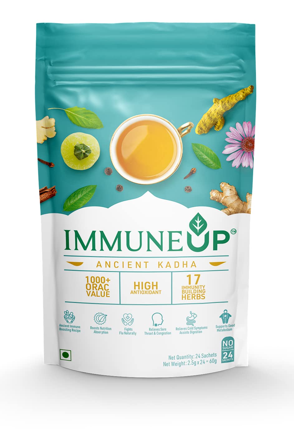 See full amazon price history chart for Namaste Chai - Immuneup - Immunity Booster | Herbal Tea | Ancient Indian Ayurvedic Kadha, 17 Natural Herbs All in One, High Antioxidant, Ready Mix Powder (2.5gm x 24 Sachets) Namaste Chai - Immuneup - Immunity Booster | Herbal Tea | Ancient Indian Ayurvedic Kadha, 17 Natural Herbs All in One, High Antioxidant, Ready Mix Powder (2.5gm x 24 Sachets) (B0899WP7DK) Amazon Price History, Amazon Price Tracker