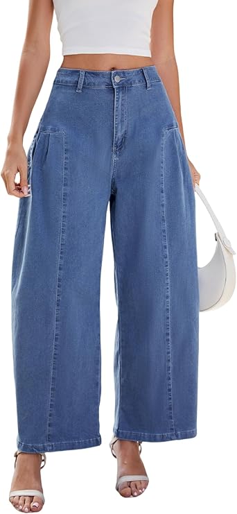 Skoinvb Women&#39;s Wide Leg Jeans High Waisted Straight Leg Baggy Jeans Bell Bottom Casual Denim Pants