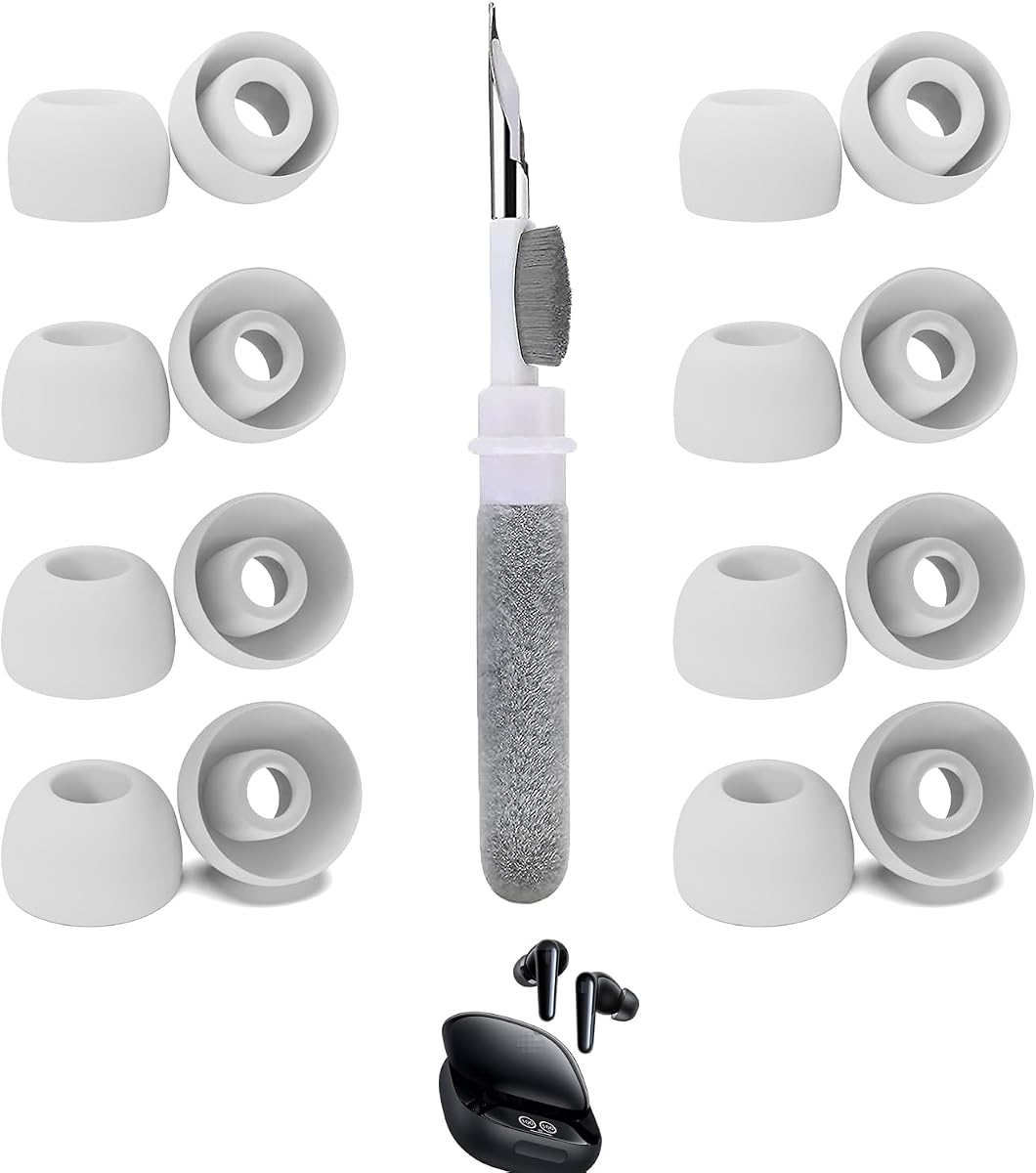 [8 pares] Almohadillas de repuesto para Soundcore Liberty 4 Pro, con kit de limpieza 3 en 1, almohadillas de silicona (XS/S/M/L) blanco