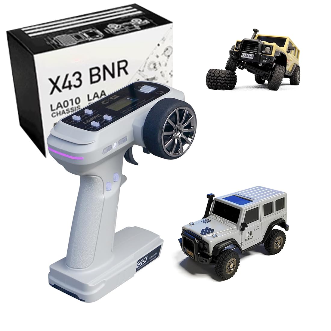 SpedUpX LDARC X43 RC Mini Climbing Car, 1/43 2.4G Hobby Grade RC Rock Truck 4x4 Mini RC Crawler for Adults, Comes with a DIY Replaceable Body Shell (RTR Version/Grey)