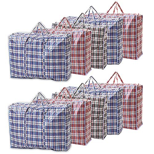 1ABOVE SUPER JUMBO Strong Laundry,Shopping, Storage, Reusable Store, Cloth, Moving, Waterproof, Handles and Zipper Bags (size:80cmx70cmx30cm) (10)