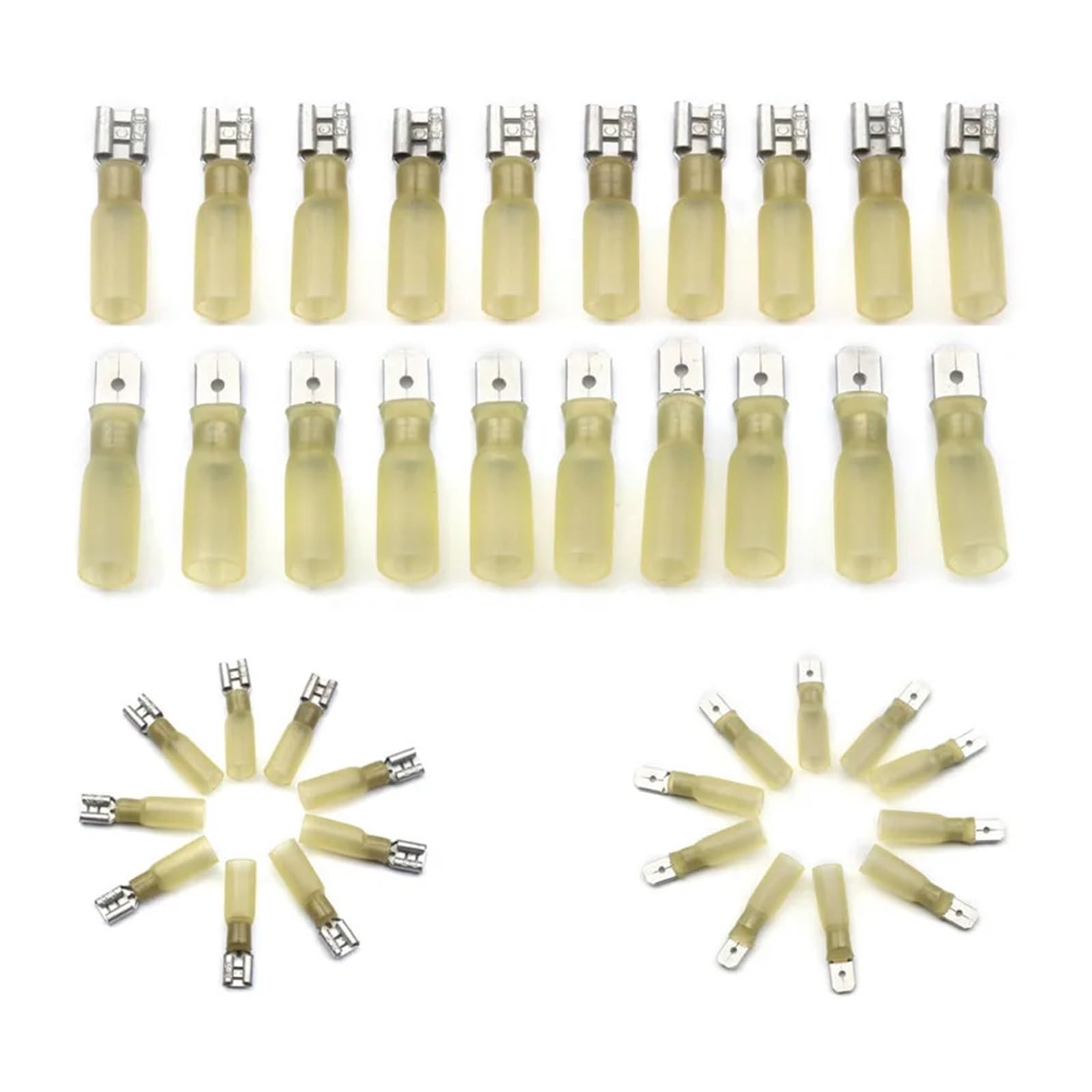 BYLSAGWHT 100PCS Female/Male Heat Shrink Terminals Set Assorted 4.0-6.0mm2 Electrical Wiring Insulated Crimp Butt Spade Connector 12-10AWG