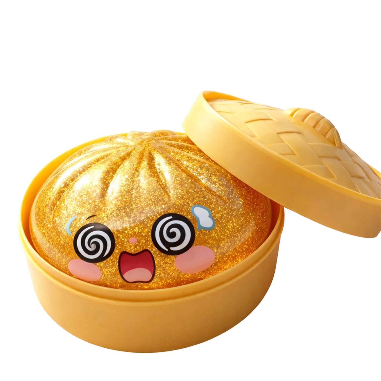 Gold Dumpling Squishy, Fidget Squishy with Glitter Design, Cute Squishy Stress Ball with Steamer Box, Party Bag Fillers, Squishy Fidget for Office, Study and Travel, For Aged 15 and Above