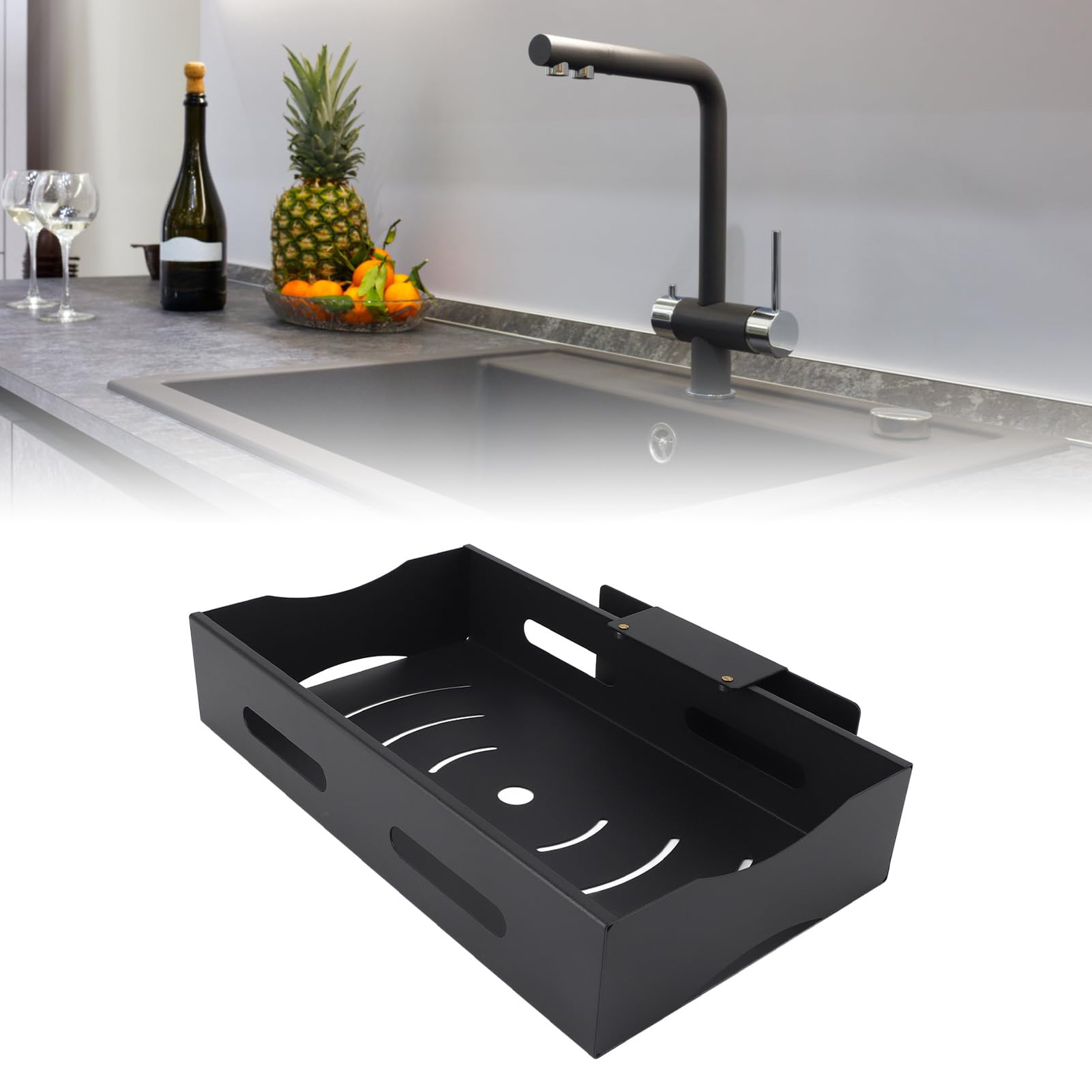 Tissting Pull Out Cabinet Organizer Schubladenschrank, Ausziehbarer Schubladenschrank Lagerregal Schiebe Regal Sink Unterschrank, Metall Auszugschrank für Küche Badezimmer (L)