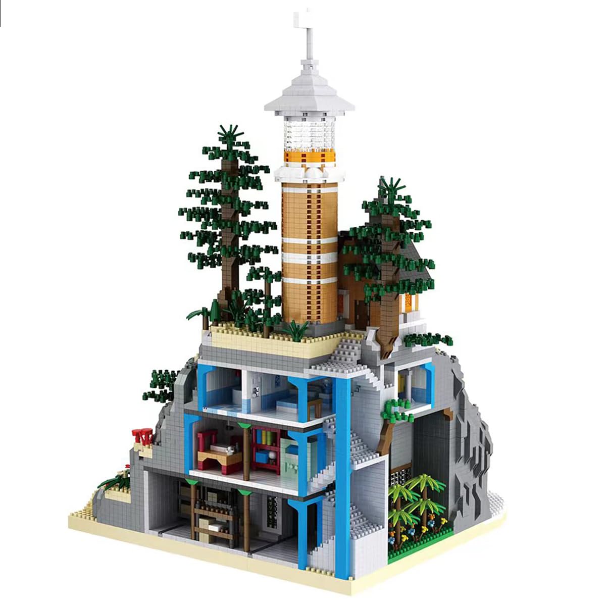 Architecture Island Cave Lighthouse Micro Building Blocks Sets（5686PCS）- Building Block Model Gifts and Unique Collectibles Suitable for Children and Adult Creative Enthusiasts