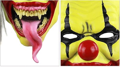 Miniatura 3 de SIQITECHNO Máscara de payaso verde con pelo, máscara de miedo de Halloween, disfraz de terror, accesorios de fiesta