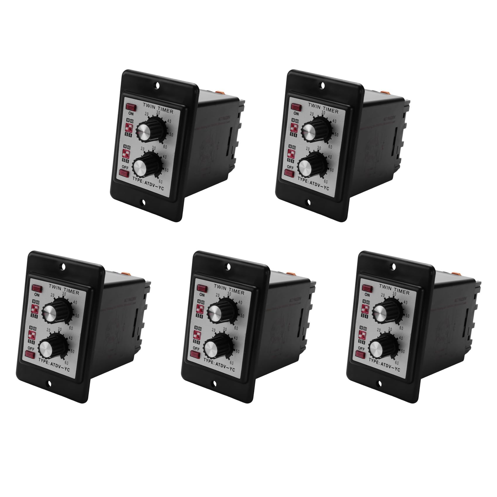 Jnchdghwa As Shown 5X On Off Twin Timer Relay Knob Control Time Switch Atdv- 6S-60M Relay Board Ac 110/220V Electrical Access(Ac110/220V)