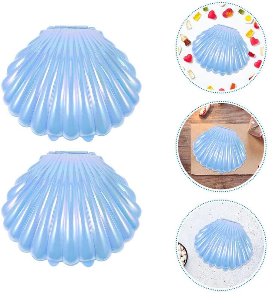 Hemoton Seashell Candy Boxes 3-Pack Mini Plastic Shell Containers 3.58X3.03X1.77In Party Favor Holders for Wedding Birthday Jewelry Storage